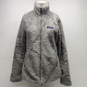 Patagonia Los Gatos Fleece Full Zip Jacket Coat Teddy Bear Gray Grey Medium